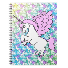 Caderno Espiral Unicórnio Branco e Rosa