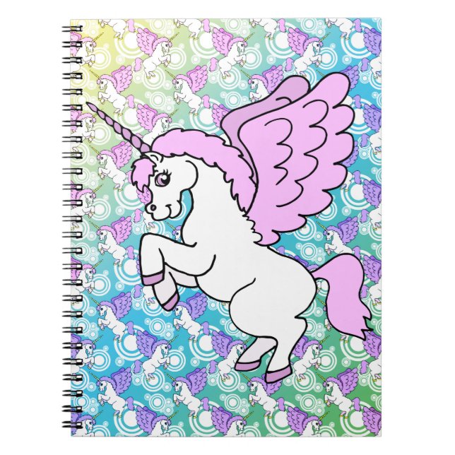 Caderno Espiral Unicórnio Branco e Rosa (Frente)