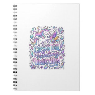 Caderno Espiral Unicórnio Cristal Cura Presente Unicórnio Ideia Ve