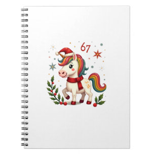 Caderno Espiral Unicórnio de Natal Vintage 6º Aniversário Dabbing 