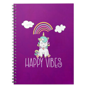Caderno Espiral Unicórnio de sorriso bonito das impressões feliz