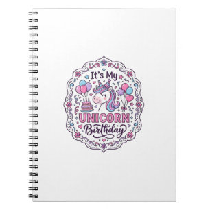 Caderno Espiral Unicórnio É Meu Aniversário De Unicórnio Camisa Di