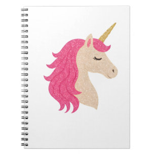 Caderno Espiral Unicórnio Elegante com Brilho e Glitter