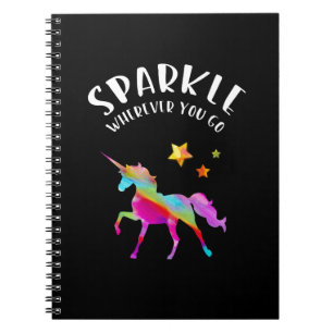 Caderno Espiral Unicórnio - faísca. Provérbios bonitos. Aguarel