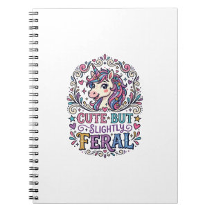 Caderno Espiral Unicórnio Fofo mas Ligeiramente Feral Fundo Branco