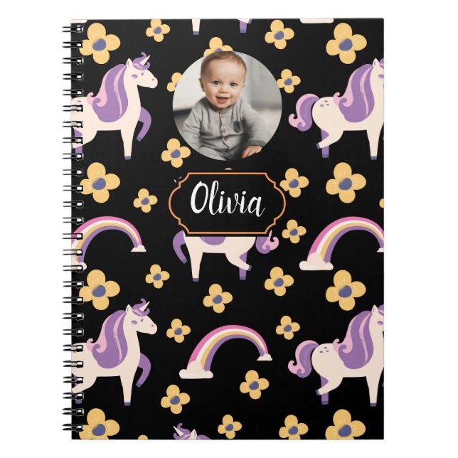 Caderno Espiral Unicórnio Fofo  Volta às Aulas (Frente)