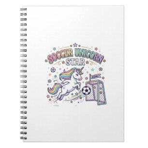 Caderno Espiral Unicórnio Futebol Unicórnio Estrela Divertido Desi