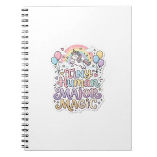 Caderno Espiral Unicórnio Humano Minúsculo Grande Magia Vetor Prem