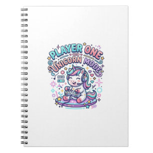 Caderno Espiral Unicórnio Jogador Um Modo Unicórnio Estilo Retro G