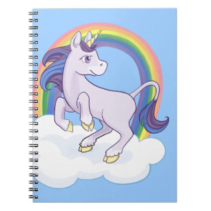 Caderno Espiral Unicórnio mágico bonito do arco-íris
