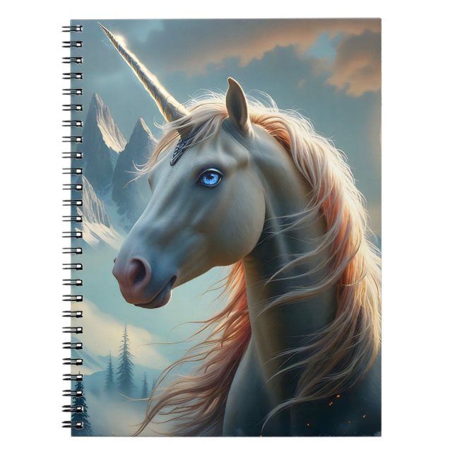Caderno Espiral Unicórnio Místico nas Montanhas Encantadas (Frente)