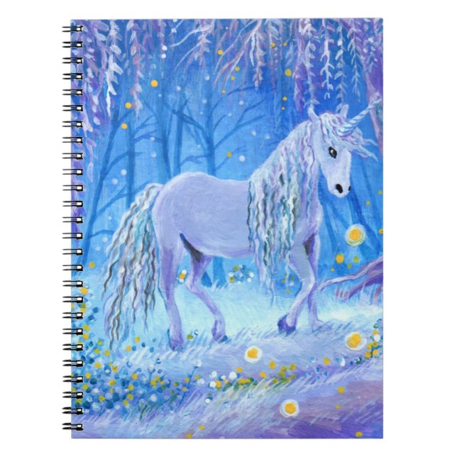 Caderno Espiral Unicórnio na floresta (Frente)
