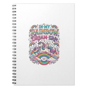 Caderno Espiral Unicórnio Na Minha Era De Roupas Coloridas Do Sonh