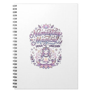 Caderno Espiral Unicórnio Namastay Mágico Adorável Tipografia Dese