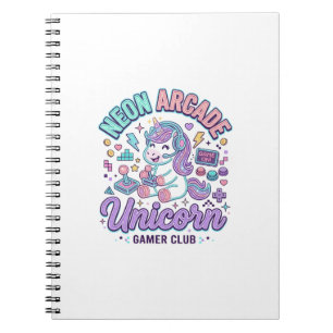 Caderno Espiral Unicórnio Neon Arcade Unicórnio Estilo Retro Produ