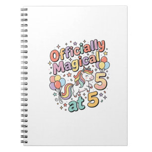 Caderno Espiral Unicórnio Oficialmente Mágico em 5 Design de Fundo