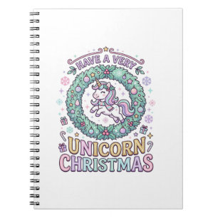 Caderno Espiral Unicórnio Tenha um Natal Muito Unicórnio Negrito T