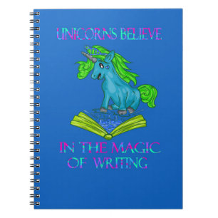 Caderno Espiral Unicórnios Acreditam na Magia do Escrevendo