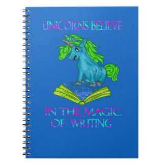 Caderno Espiral Unicórnios Acreditam na Magia do Escrevendo