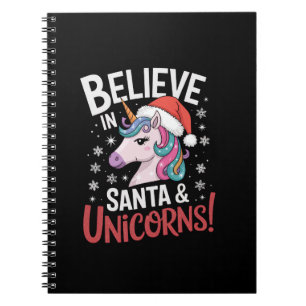 Caderno Espiral Unicórnios de Natal acreditam em Papais noeis e Un