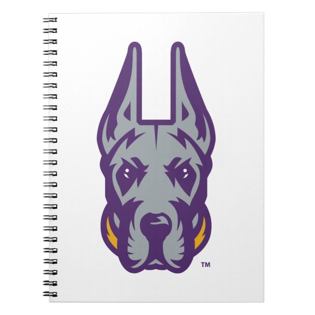 Caderno Espiral Universidade de Albany Great Dane Mascot Head (Frente)