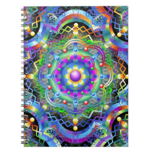 Caderno Espiral Universo Mandala Cores Psicodélicas