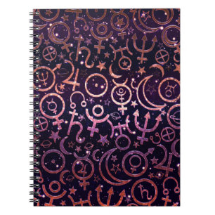 Caderno Espiral Universo Planetário Espacial Glittery Roxo Planeta