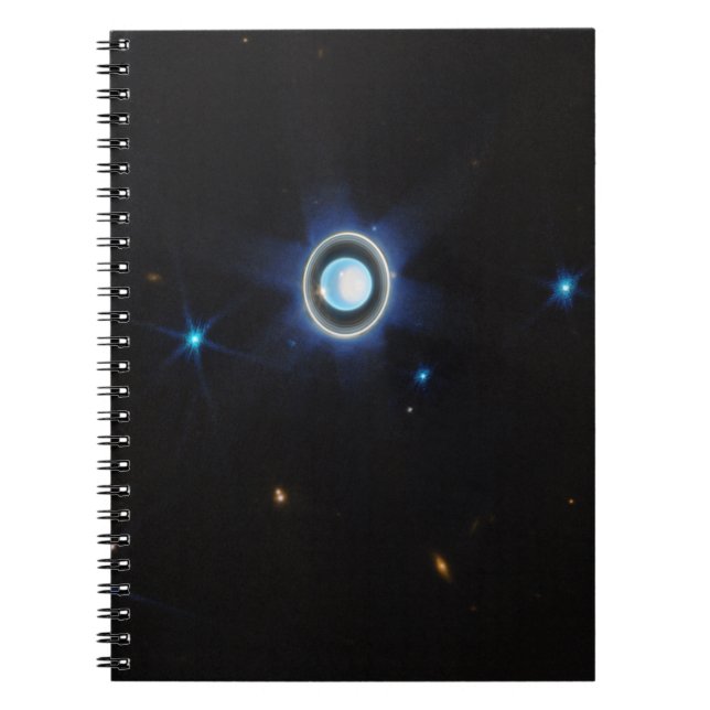 Caderno Espiral Urano Planeta com Anéis e Luas Imagem JWST (Frente)