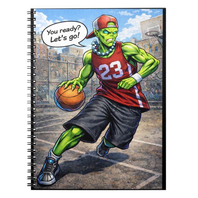 Caderno Espiral Urban Alien Basketball Player - Comic Style Art (Frente)