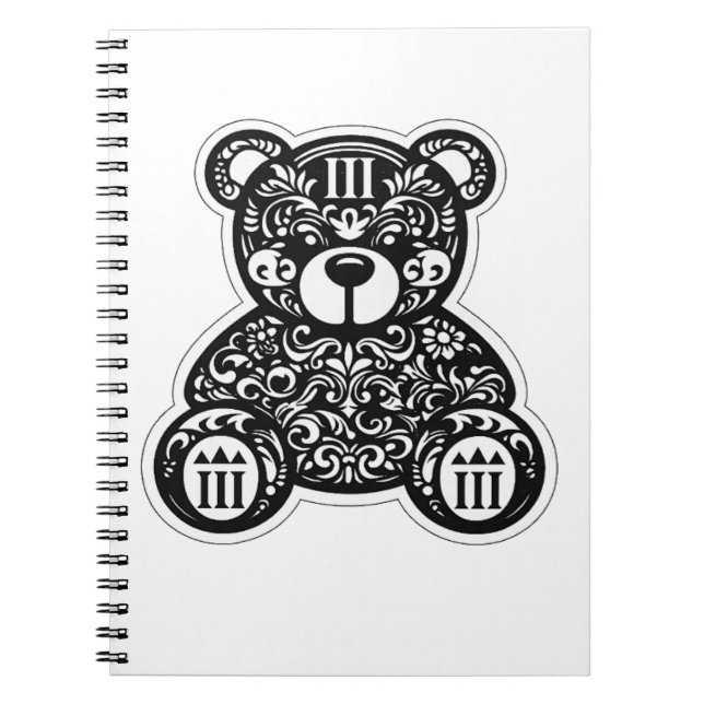 Caderno Espiral Urban Black & White Bear Spiral Notebook (Frente)