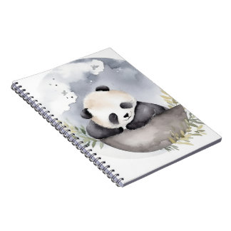 Caderno Espiral Ursa Panda Bebê Aquarela Sonolenta