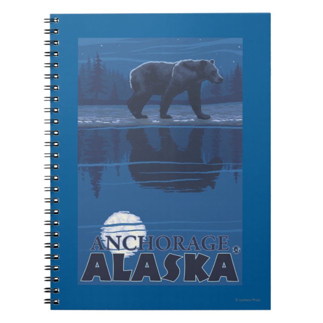 Caderno Espiral Urso à Lua - Anchorage, Alasca (Frente)