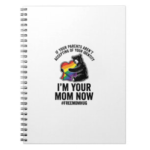 Caderno Espiral Urso de Abraço de Mãe Grátis Orgulho Camiseta Vint