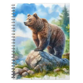 Caderno Espiral Urso De Aquarela Na Natureza