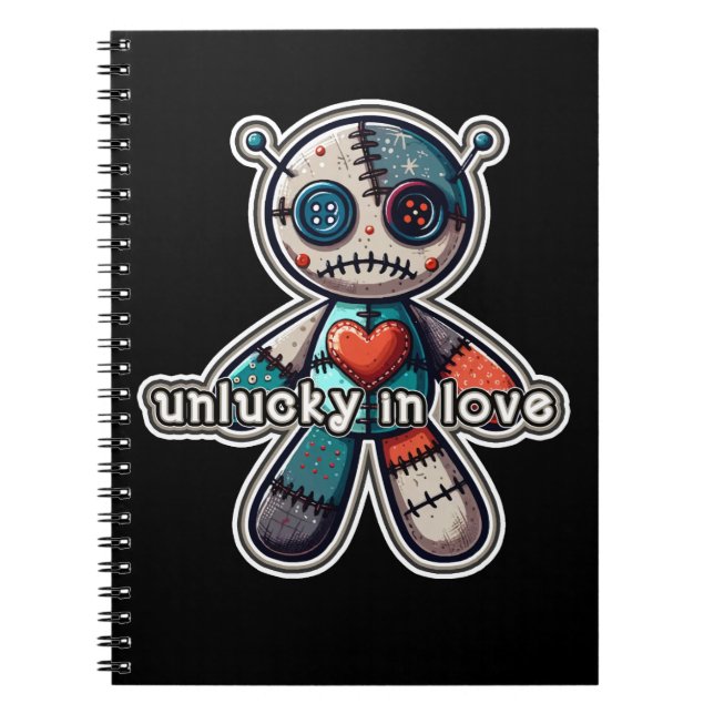 Caderno Espiral Urso de boneca VOODOO triste AZARADO no AMOR (Frente)