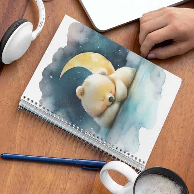 Caderno Espiral Urso de Dormência em Aquarela (Watercolor Sleeping Bear)