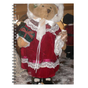 Caderno Espiral Urso de Natal Vitoriano Segurando Boneca Antiga