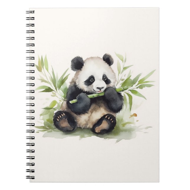 Caderno Espiral Urso De Panda Com Bambu (Frente)
