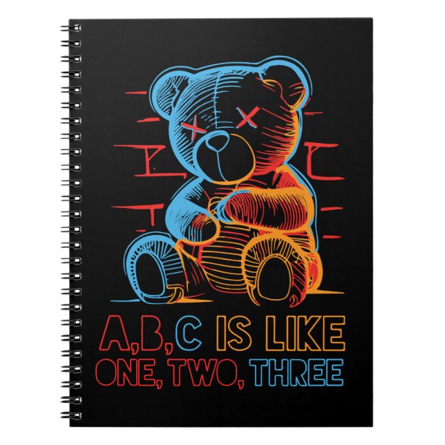 Caderno Espiral Urso de pelúcia Neon ABC (Frente)
