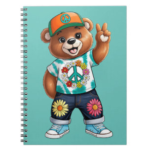 Caderno Espiral Urso de Teddy com roupa pacífica ocasional 1