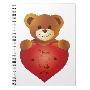 Caderno Espiral Urso de Teddy com Urso de Teddy Doce do Coração co