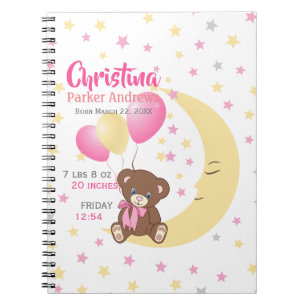 Caderno Espiral Urso de Teddy Sentado nas Casas de Nascimento do B
