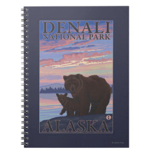 Caderno Espiral Urso e Cub - Parque Nacional Denali, Alasca