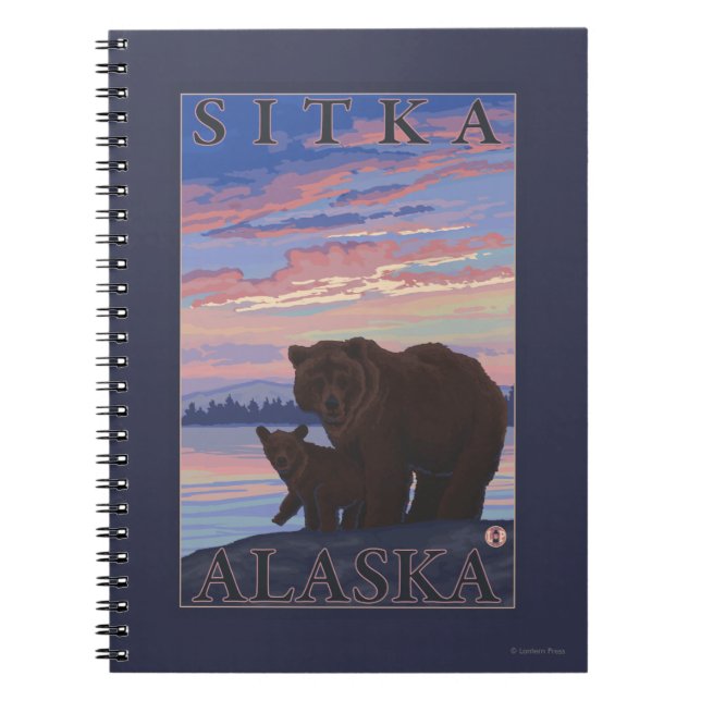 Caderno Espiral Urso e Cub - Sitka, Alasca (Frente)