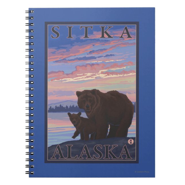 Caderno Espiral Urso e Cub - Sitka, Alasca (Frente)