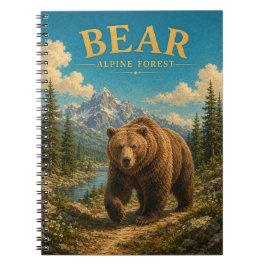 Caderno Espiral Urso Floresta Alpina Aquarela GeoSaga