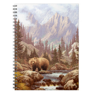 Caderno Espiral Urso Grizzly nas Montanhas Rochosas/Urso AF-006g