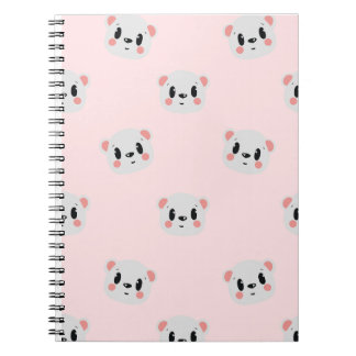 Caderno Espiral Urso Kawaii Fofo Padrão em Rosa Pastel
