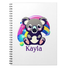 Caderno Espiral Urso Koala Personalizado e Arco-íris