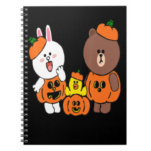 Caderno Espiral Urso Marrom Bonito Conjugado Rabbit Pumpkin
